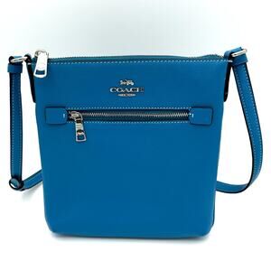 Coach Mini Rowan File Bag Crossbody Purse in Bright Blue Leather CE871